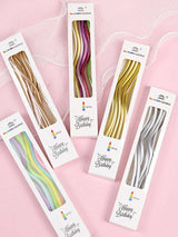 Lot de 6 bougies incurvées pour gâteau, anniversaire, baby shower, révélation du sexe du bébé, décoration de cupcakes, décoration de fête de mariage