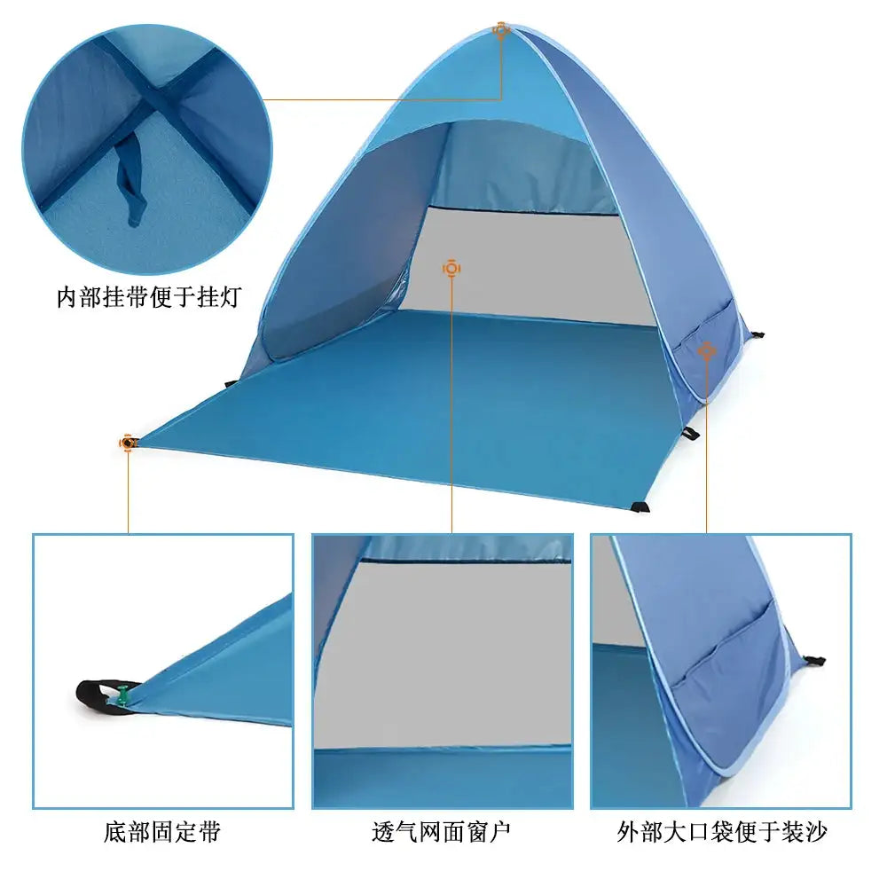 Tienda de campaña automática emergente para playa Lixada, ligera, para exteriores, con protección UV, para acampar y pescar, refugio solar tipo cabaña