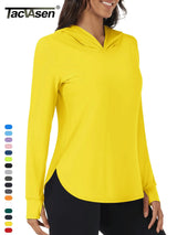 TACVASEN UPF 80+ Quick Dry Hooded T-Shirts Womens Summer Long Sleeve Sun UV Protection Tees Breathable Thumb Holes Pullover Tops - Lootquake
