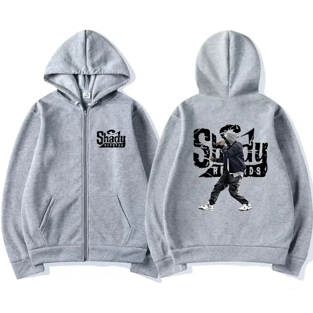 Rapper Eminem Slim Shady Music Rap Fashion Zip Up Hoodie Hip Hop Oversized Hooded Zipper Sweatshirt Casual Streetwear Coats Male - Lootquake
