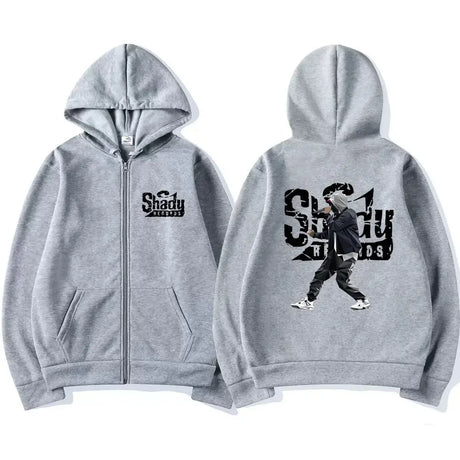Rapper Eminem Slim Shady Music Rap Fashion Zip Up Hoodie Hip Hop Oversized Hooded Zipper Sweatshirt Casual Streetwear Coats Male - Lootquake