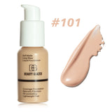 Base de maquillaje líquida BEAUTY GLAZED, textura sedosa, cobertura total, control de grasa ligero, larga duración, base natural impecable.