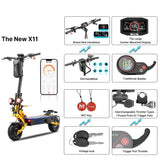 YUME X11+ Electric Scooter 6000W 60V 30Ah Battery Dual Motors 11inch Tires 90KM Max Mileage 150KG Max Speed 95km/h E-Scooter
