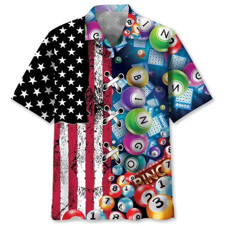 Full Print Mens Retro Bingo Game Hawaiian Shirt New In Summer Short Sleeve Button Up Beach Blouse Casual Men's Aloha Shirt Tops - Lootquake