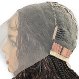 24" Boho Box Braids Lace Frontal Wig | Deep Wave Goddess Braids | Curly Ends | Black Full Lace Synthetic Wig