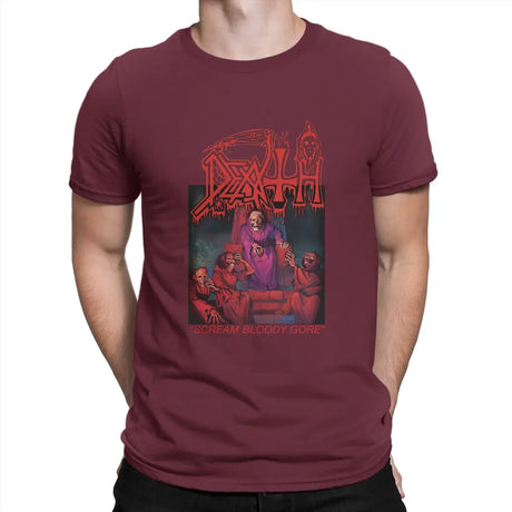 Funny Death Scream Bloody Gore T-Shirt Men Round Neck 100% Cotton T Shirts Sabbath Short Sleeve Tee Shirt Gift Tops - Lootquake