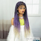 36" Burgundy Knotless Box Braids Wig | 9x6 Lace Front | Baby Hair