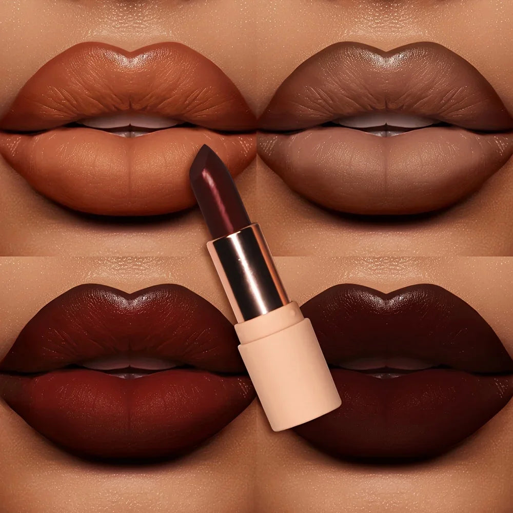 Rouge à lèvres mat soyeux Bare Matte Longue tenue Fini imperméable et brillant, Facile à colorer