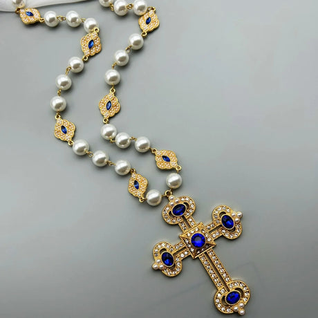 Cross Pendant Necklace with pearl Female Silver 925 and steel Jewelry For Women Fashion girls - Lootquake