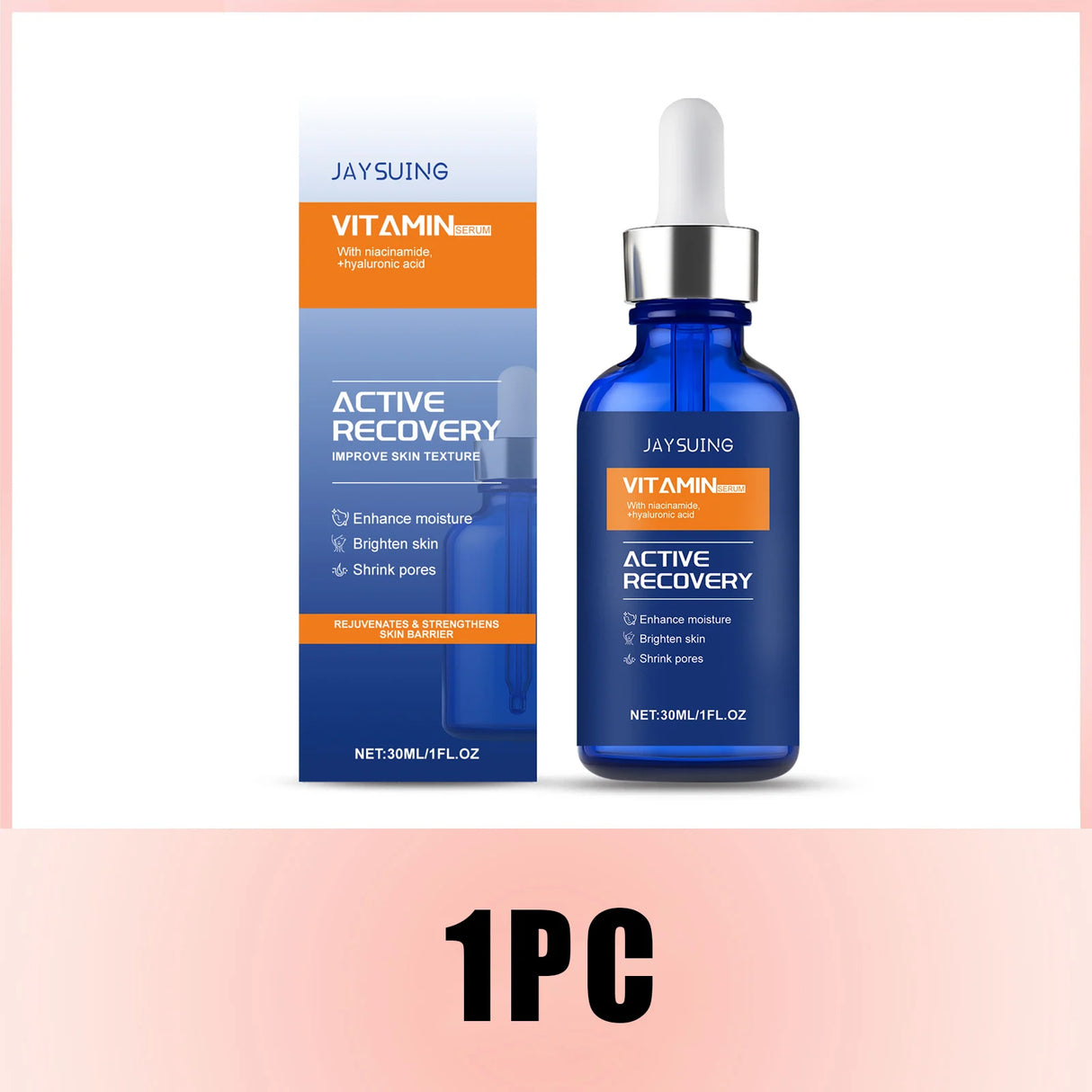 Suero facial con vitamina C y ácido hialurónico, nicotinamida, aclara manchas oscuras, opacidad, hidrata, reduce poros, antienvejecimiento y cuidado de la piel.