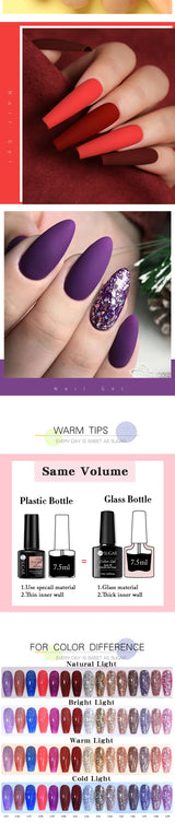 URSUGAR 7.5ml Solid Color Gel Polsih Classic Matte Glossy DIY Nail Art Trendy Reflective Glitter Nail Gel UV LED Soak Off