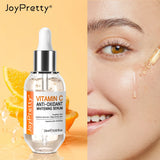 Suero facial con vitamina C y ácido hialurónico para el cuidado de la piel facial. Suero blanqueador e hidratante para el tratamiento del acné. Cuidado facial.