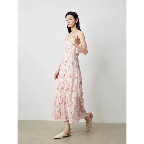 TOYOUTH Women Suspenders Dress 2024 Summer New Bohemian Oil Painting Printed Holiday Beach Sexy Straight Long Dress - Lootquake