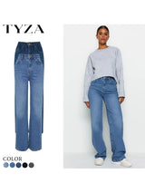 Trendyol TYZA Women's Jeans Casual Beltless Wide Leg Denim Plain Jeans Wide Leg Casual Pants Denim Pants - Lootquake