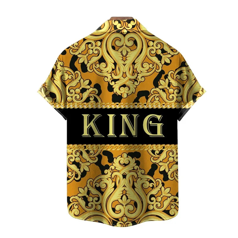 Camisetas hawaianas con estampado gráfico 3D completo, divertidas, con la reina y el rey, para hombre.