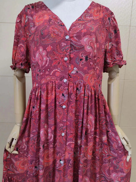 TEELYNN boho long dress Vintage 2023 floral print Chiffon three quarter sleeve v-neck summer Gypsy Hippie women dresses vestidos - Lootquake