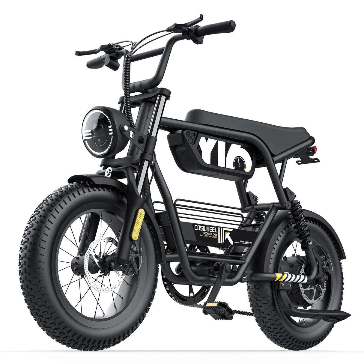 Bicicleta eléctrica para adultos Coswheel Y16, 1000 W, batería de 48 V y 15 Ah, bicicleta de montaña eléctrica de 16 pulgadas con neumáticos anchos.