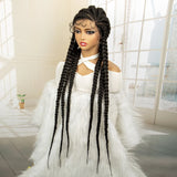 36" Extra Long Box Braided Full Lace Wig | Synthetic Braiding Wig | For Black Women | Lace Frontal Braids