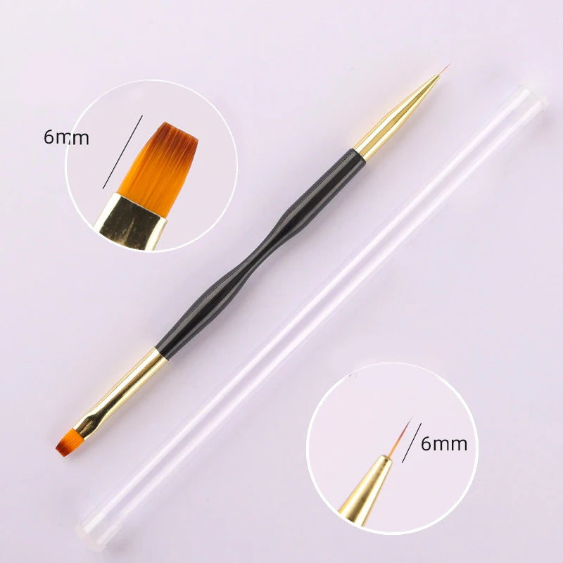 New Dual-ended Nail Brush Acrylic Nail Art Brushes Professional UV Gel Nail Polish Liner Flower Painting Drawing Manicure Tools