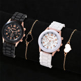 2PCS Set Couple Fashion Casual Leather Watches Ladies Simple Dial Quartz Wristwatches Dress Clock Montre Femme - Lootquake
