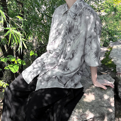M-5XL Plus Size Men Chinese Traditional Short Sleeve Tang Kung Fu Uniform Men's Summer Streetwear Bamboo Printed Shirt for Mens - Lootquake
