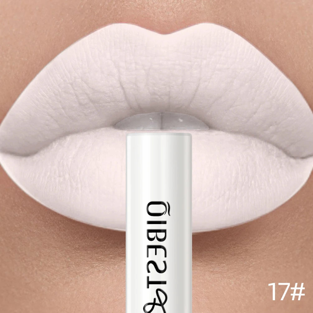 QIBEST Rouge à lèvres liquide mat Waterproof longue tenue Velours Gloss à lèvres Tube de teinte Pigment Nude mat Rouge à lèvres Maquillage des lèvres