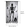 Halloween Window Decorations Halloween Door Curtain Skeleton & Bat Black Lace Panel for Haunted House Decor