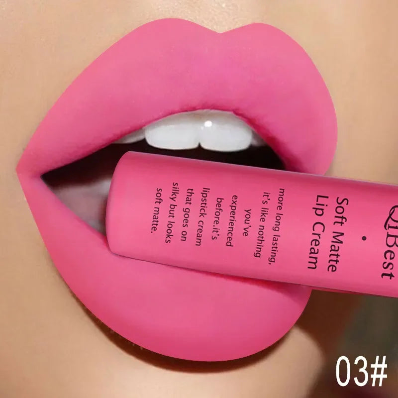 Pink Velvet Matte Lip Gloss Sexy Dark Red Moisturizing Liquid Lipsticks Waterproof Long Lasting Non-stick Cups Lips Glaze Makeup