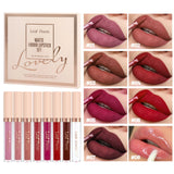 8 piezas de lápiz labial líquido mate, brillo de labios - resistente al agua, antiadherente, brillo de labios de larga duración, tonos marrón, rosa, morado y rojo, adecuado para el Día de San Valentín, diario, fiestas, viajes