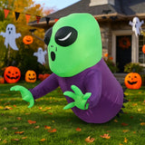 1.2M Halloween Party & Holiday DIY Decorations Inflatable Toys Climbing Window Green Headed Ghost LED Light Outdoor Garden Decor