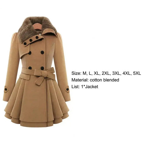 Winter Women's Jacket Windbreaker Warm Plush Thick Clothes Double Breasted Belt Autumn And Winter Korean Style Slim Lapel Coat - Lootquake