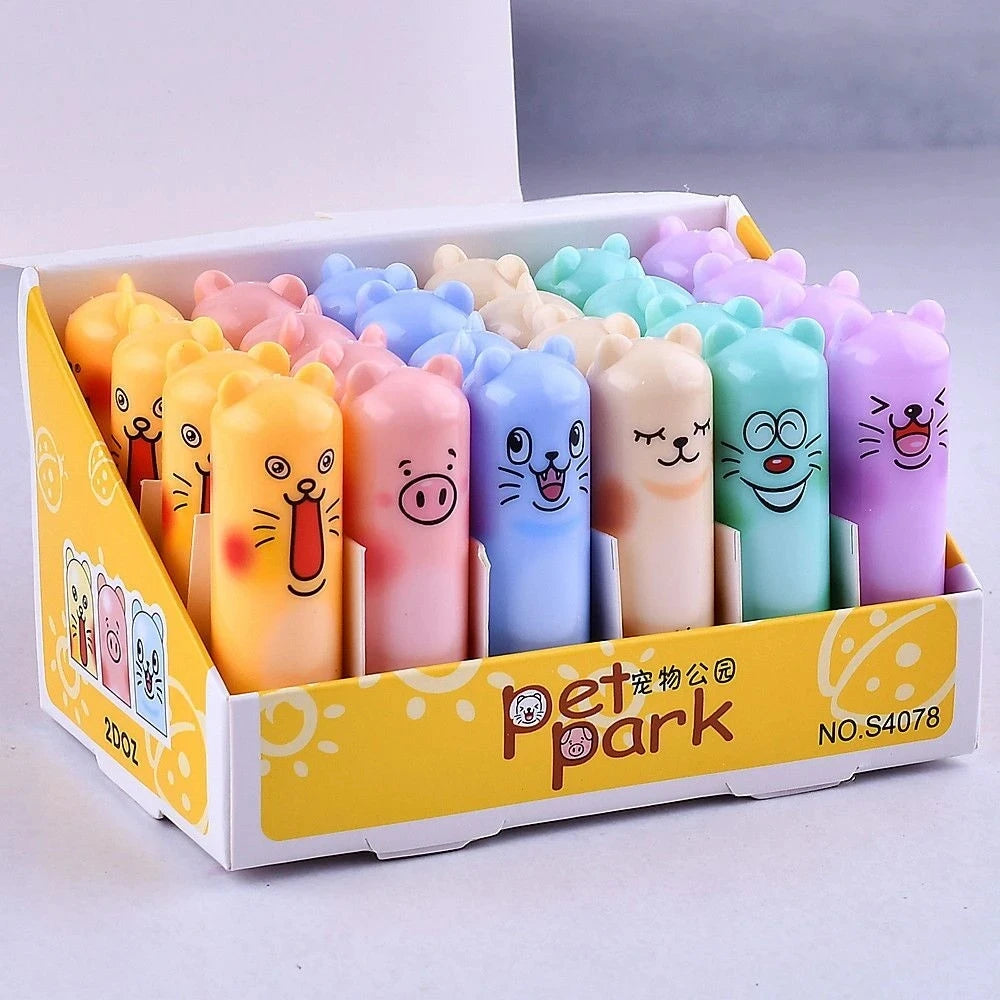 Lote de 24 bálsamos labiales hidratantes con sabor a fruta, incoloros y con dibujos animados, de plantas naturales, para embellecer labios y maquillaje.