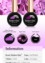 Rainbow Ghini UV LED Glitter Purple Gel Nail Polish 15ml Manicure Art Accessories Nail Glue Supplies for Professionals Varnishes