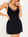 Women’s Sexy Lace Trim Side Slit Bowknot Decor Cami Sleep Dress Ladies Night Dresses Tops Girls Woman Loungewear 2024 Fashion