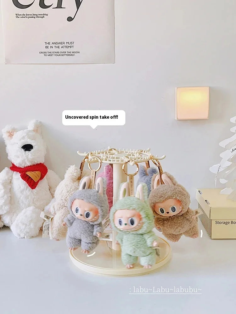 Labubu Pendant Display Box Rotating Transparent Labubu Doll Handmade Storage Display Stand Decorat Ornaments Collection Gifts