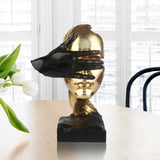 ERMAKOVA New Statues Silence is Gold Figurines Resin Retro Home Decor for Office Gifts Living Room Abstract Face Sculptures