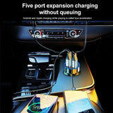 66-250W PD Car Charger QC3.0 Fast Charge with Digital Display 4USB and 2PD Ports for Car Cigarette Lighter Plug