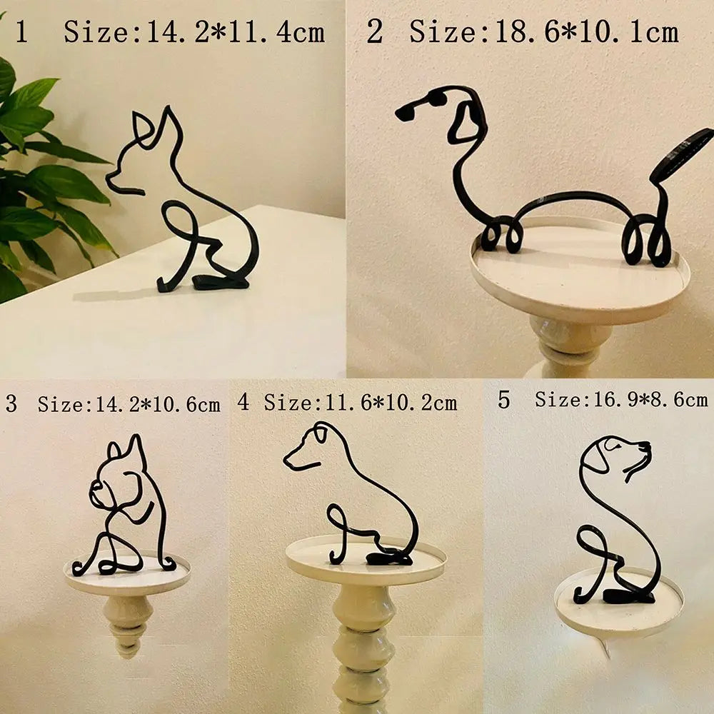 Wrought Iron Handicraft Bulldog Dachshund Labrador Abstract Dog Ornament Modern Animal Sculpture Simple Statue Art Figurine