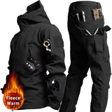 Camo Winter Tactical Sets Men Shark Skin Soft Shell Hooded Jacket+Multi-pocket Straight Cargo Pant 2Pcs Suits Waterproof Set - Lootquake
