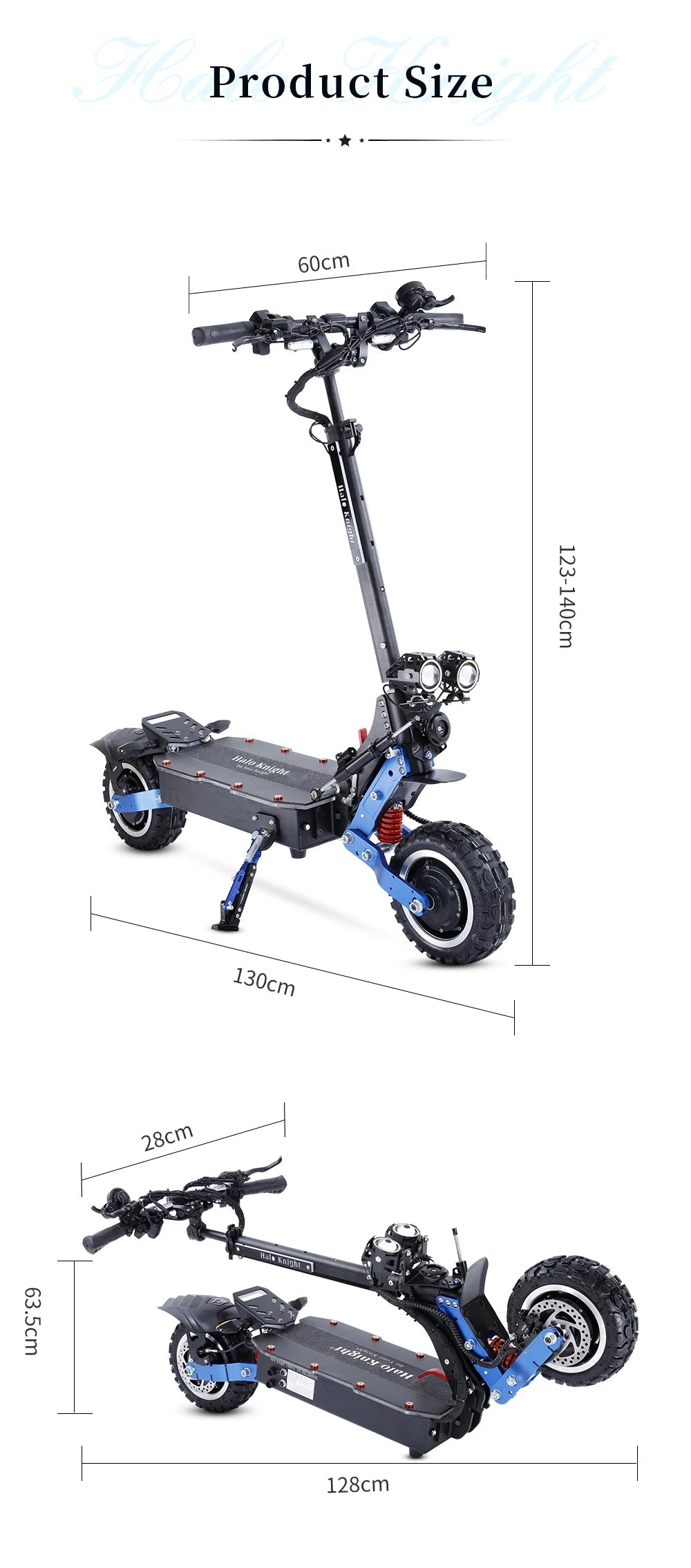 Halo Knight T108Pro - Patinete eléctrico para adultos (60 V, 6000 W, 38,4 Ah, todoterreno, 95 km/h, plegable, potente)