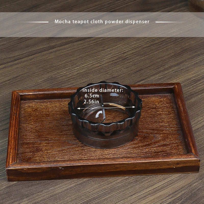 Mocha pot powder dispenser, fabric powder dispenser, powder pressing and filling tool