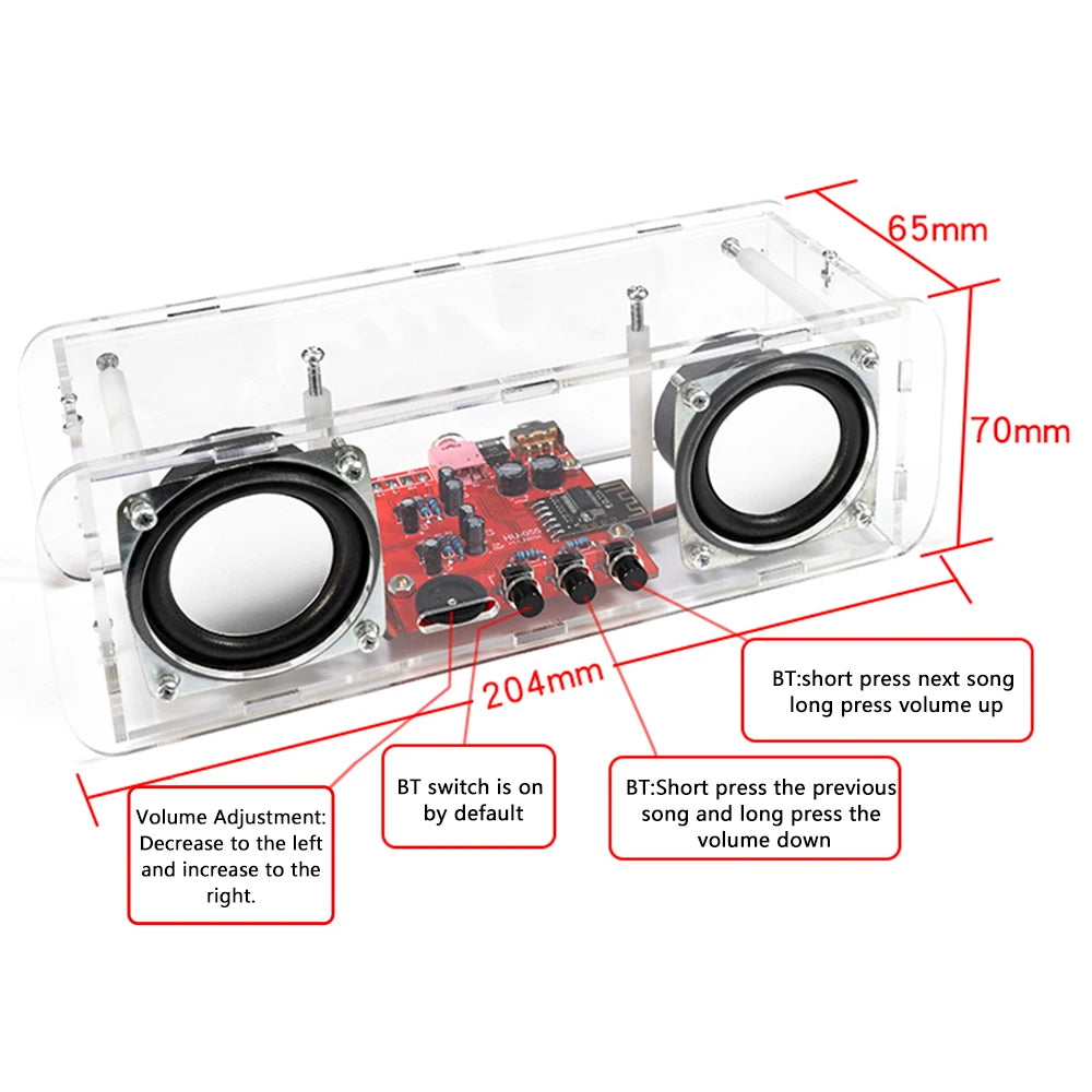 Kit de altavoz Bluetooth para soldar, miniamplificador de sonido estéreo USB para el hogar, kit electrónico para practicar soldadura.