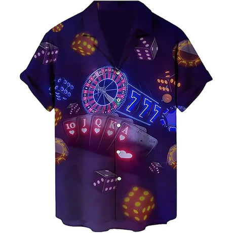 Men's 2024 Casual 3D Shirts Playing Card Printed Fun Shirts Street men's Summer Short Sleeved Clothing Men's Outdoor Clothing - Lootquake