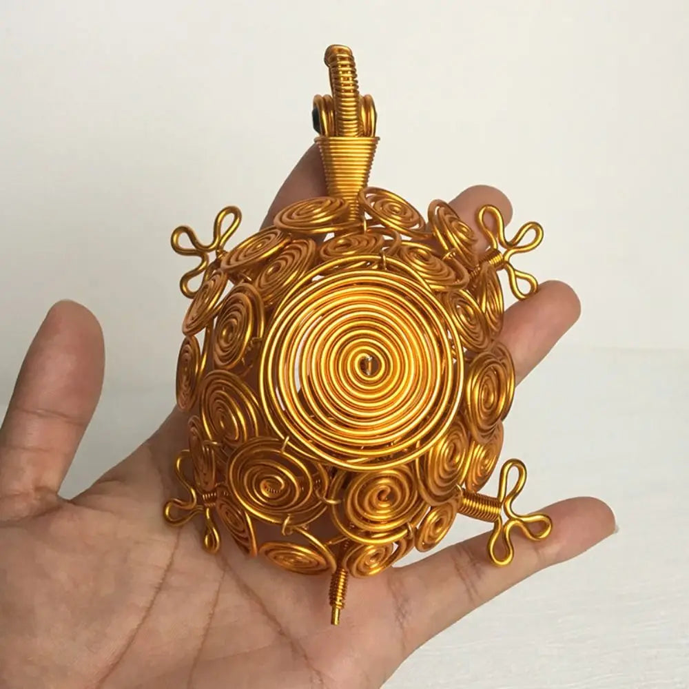 Sculpture Handmade Turtle Statue Woven Collectible Aluminum Wire Tortoise Figurine Crafts Cartoon Turtle Retro Ornaments