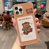 Lovely Cartoon Dog Rabbit Card Slot Phone Case For iPhone