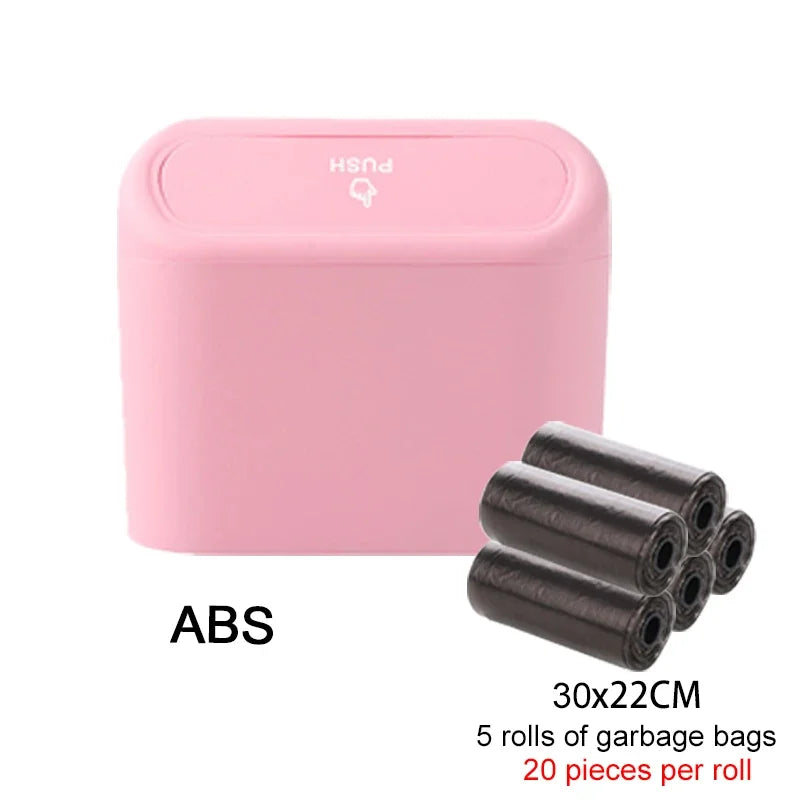 Car Trash Can Bin with Lid Car Garbage Can Leakproof Mini Car Interior Storage Case Trash for Car Office Home Car Acessories