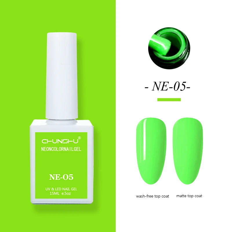 CHUNSHU 15ml Fluorescence Gel Nail Polish Semi Permanent UV/LED Nail Gel Long Lasting Varnish For Nails Art Manicures Soak Off