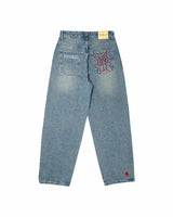 Streetwear Jeans Y2K Men Women Clothes Harajuku Hip Hop Letter Embroidered Vintage Blue Baggy Jeans High Waist Wide Leg Trousers - Lootquake