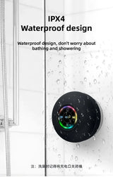 Nuevo altavoz inalámbrico LED Bluetooth impermeable para baño, minialtavoz portátil con ventosa grande, altavoz estéreo para deportes al aire libre