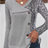 4 Color Blocked Button Long Sleeved Blouse Irregular Collar Women's Casual T-shirt Street Fashion Daily Autumn Top - Lootquake